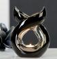 Preview: Aromabrenner Lago aus Keramik für Teelicht Schwarz silber H 16,5cm B 20cm