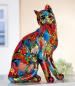 Preview: Katzen Pop Art sitzend mehrfarbig Graffiti-Design Katze bunt Höhe 29cm