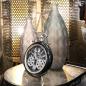 Preview: Uhr Transmission Metall Glas schwarz weiß silberfarben Hängen oder Stellen