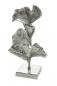 Preview: Skulptur Blatt "Ginkgo" silberfarbig Antikfinish auf eckiger Basis Alu