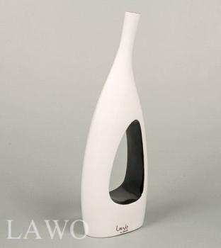 Lacquervase Vase LAWO Weiss Schwarz Design Designvase