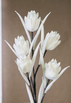 Foam Flower "Raspa" weiß grau mit Blüten und Blättern Blüte: 7 x 11 cm