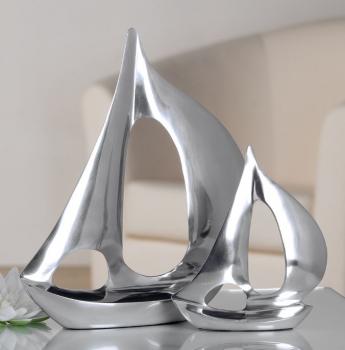 Boot aus Aluminium · poliert Höhe 21 cm silber Schiff klein