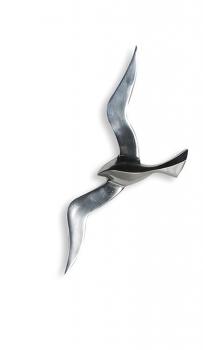 Wandobjekt "Flying Bird" aus Aluminium · poliert 34 x 14cm