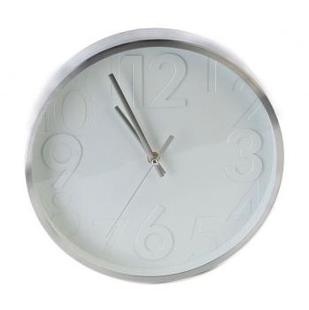Uhr Bianco aus Aluminium Kunststoff silber Rand aus gebürstetem Aluminium
