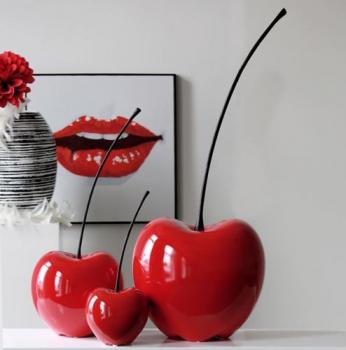 Kirsche Passion aus Keramik rot mit schwarzem Stiel Höhe 90 cm