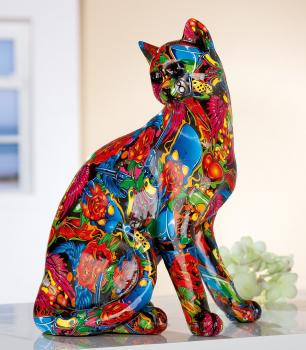 Katzen Pop Art sitzend mehrfarbig Graffiti-Design Katze bunt Höhe 29cm