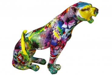 Gepard "Street Art" mehrfarbig, Artist sitzend Raubkatze Panther Leopard