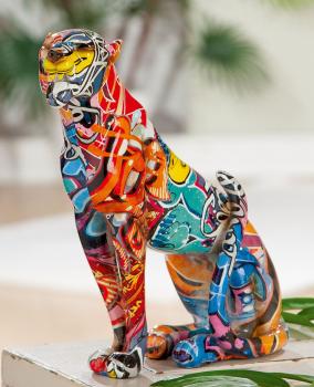 Gepard Street Art mehrfarbig, Graffiti-Design Raubkatze Panther Leopard