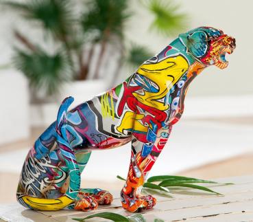 Gepard Street Art mehrfarbig, Graffiti-Design Raubkatze Panther Leopard