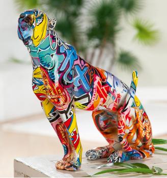 Gepard Street Art mehrfarbig, Graffiti-Design Raubkatze Panther Leopard