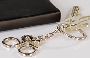 Schlüsselanhänger Biker aus Metall silber mit Schlüsselring L 9 cm