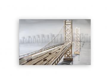 3D Ölbild Bridge Leinwand silber / grau / braun / schwarz 100 x 150 cm