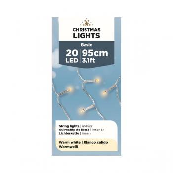 LED Strangbeleuchtung Dauerbetrieb Transparent Indoor 20 LED - 95 cm