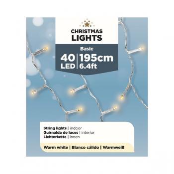LED Strangbeleuchtung Dauerbetrieb Transparent Indoor 40 LED - 195 cm