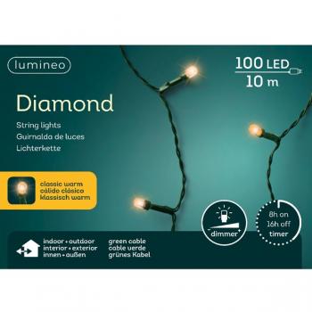 Lumineo LED Diamand Lichterkette 100 LED 9,90 m für innen & aussen