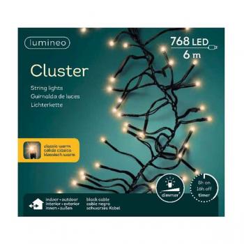 Lumineo Cluster LED Lichterkette 600 cm mit 768 LED Klassisch Warm Weiß