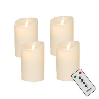 4er Adventskranzset Sompex 35129 Flame LED Kerzen Elfenbein 10cm mit Fernbedienung