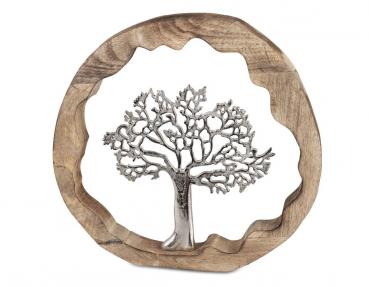 Ring mit Baum 40cm handgefertigte Deko aus massivem Mango-Holz
