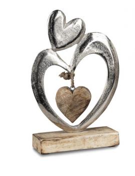 Herz auf Sockel 16x22cm eine Kombination aus silbernem, mattem Aluminium