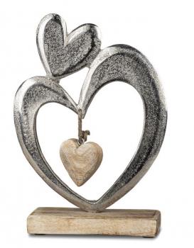 Herz auf Sockel 19x26cm eine Kombination aus silbernem, mattem Aluminium