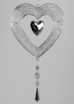 Hänger Herz Trend Silber aus Metall kunsthandwerklicher Artikel 25cm