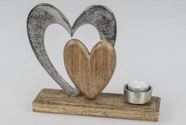 Herz & Teelichtleuchter 20x23cm eine Kombination aus silbernem Aluminium