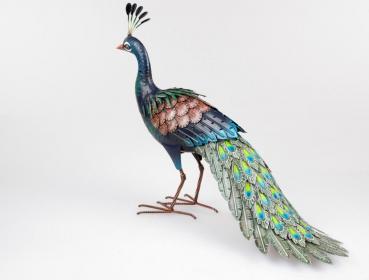 Pfau stehend 60cm Metall-Figur aufwendig von Künstlerhand gestaltet