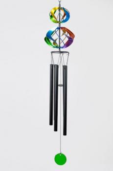 Windrad + Windspiel 14x76cm farbiges Metall mit dunklen Metall-Röhren