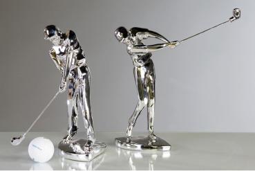 Figur Golfer aus Poly · silber 2fach sortiert Höhe 23 cm