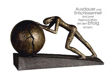 Skulptur Heavy Ball aus Poly Bronzeoptik auf schwarzer Base Höhe 21,5cm