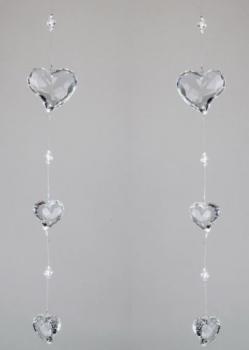 Hänger Paar 3 Herzen aus Acryl 40cm mit Perlen verziert