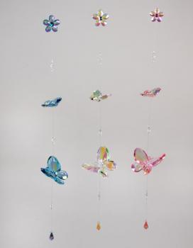 Girlande Schmetterling + Blume 98cm aus farbigem transparentem Acryl Stückpreis