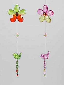 Hänger Vogel + Blume 46cm aus farbigem Acryl gefertigt Stückpreis