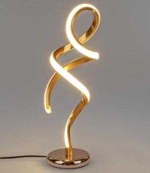 LED-Lampe Spirale auf Fuß 13x44cm aus glänzendem, goldenem Metall