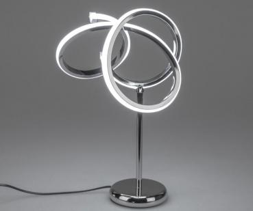 LED-Lampe Spirale auf Fuß 30x38cm aus glänzendem, silbernem Metall