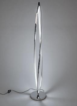LED-Lampe Spirale auf Fuß 24x154cm aus glänzendem, silbernem Metall