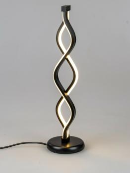 LED-Lampe Silber-Spirale auf Fuß 12x46cm aus matt schwarzem Metall