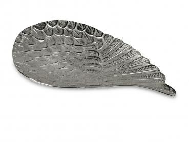 Schale Flügel 16x30cm aus silbernem Aluminium mit Relief