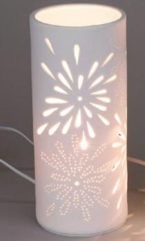 Lampe Aurea Blume Zylinder rund 11 x 24cm Weiss