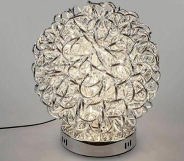 Lampe Kugel Silber auf Fuß 40cm aus geflochtenem Aluminium mit 100 LEDs