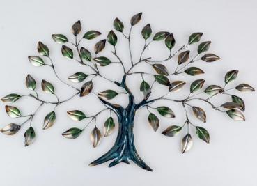 Wanddeko 64cm Baum mit Blättern aus farbigem glänzendem Metall