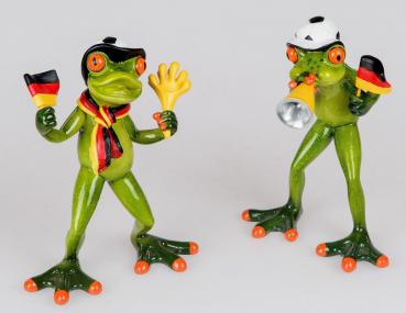 Frosch Fussball Fan hellgrün 17cm aus Kunststein mit witzigen Details Stückpreis