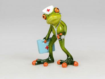 Frosch Doktor hellgrün 13cm aus Kunststein mit witzigen Details