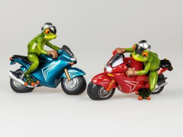 Frosch auf Motorrad 17cm aus Kunststein gefertigt Stückpreis
