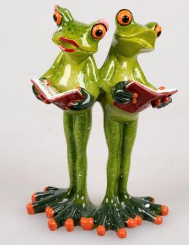 Froschpaar als Sänger 11x16cm aus Kunststein mit glänzender Oberfläche