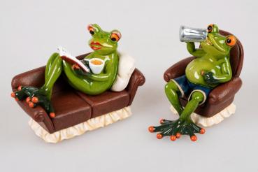 Frosch im Feierabend 15cm Kunststein gefertigt & handbemalt Stückpreis