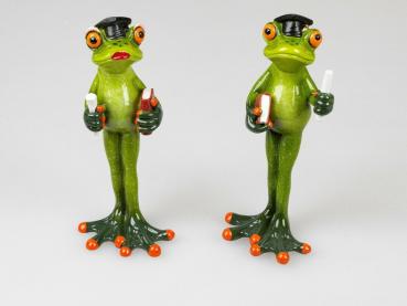 Frosch Prüfung hellgrün 17cm Kunststein mit witzigen Details Stückpreis