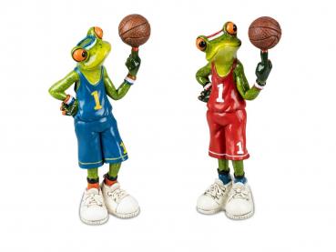 Frosch Paar Basketball hellgrün 14cm aus Kunststein & witzige Details