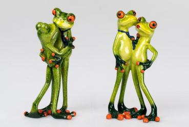 Froschpaar hellgrün 18cm aus Kunststein gefertigt mit glänzend Stückpreis